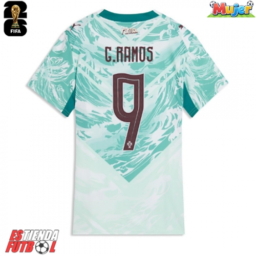 Portugal Goncalo Ramos #9 Segunda Equipación Mujer Mundial 2026 Manga Corta